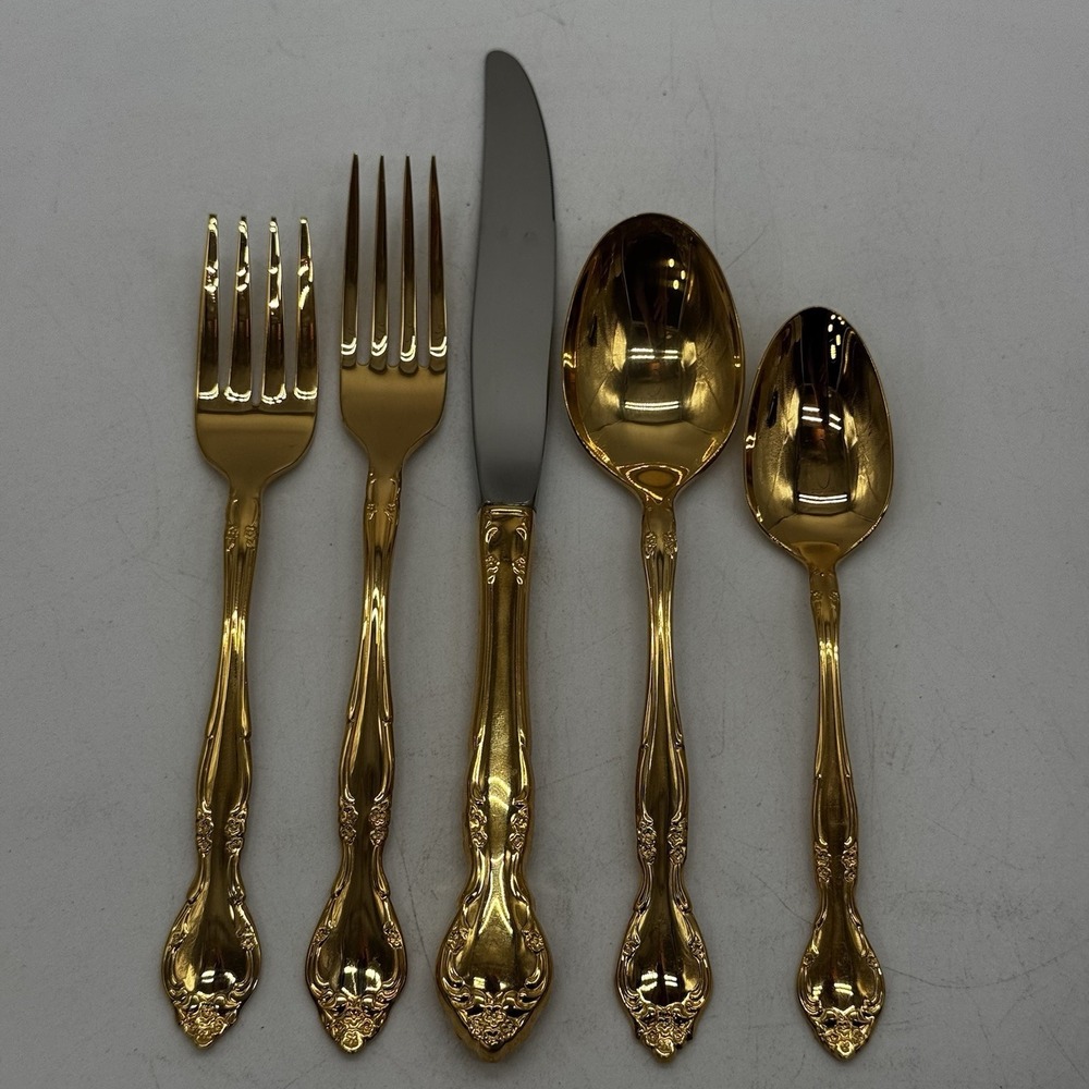 Community Golden Affection Oneida Gold Electroplate 1 Place Setting Flatware Vtg
